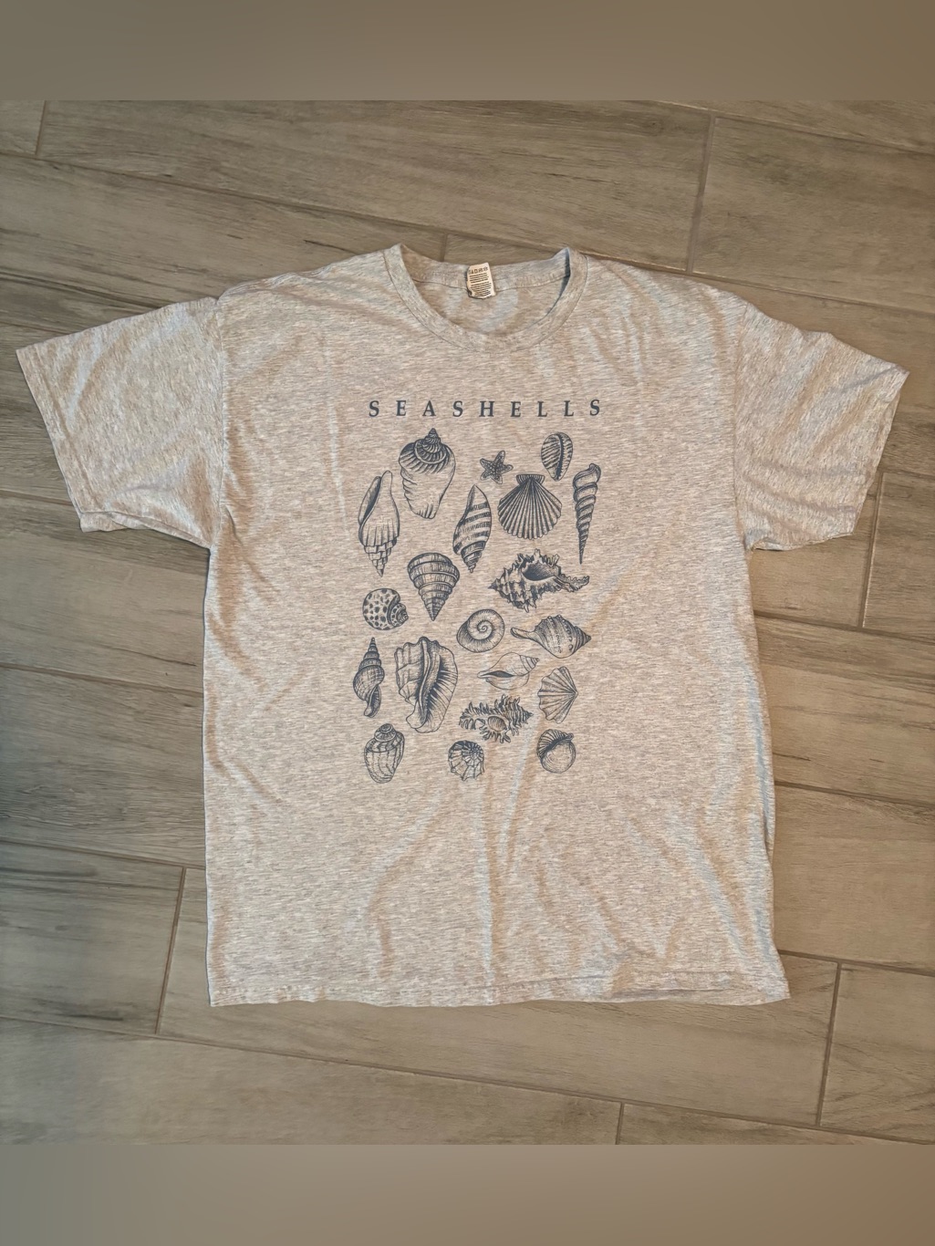 Seashells Graphic Tee In Light Heather Gray, Large
